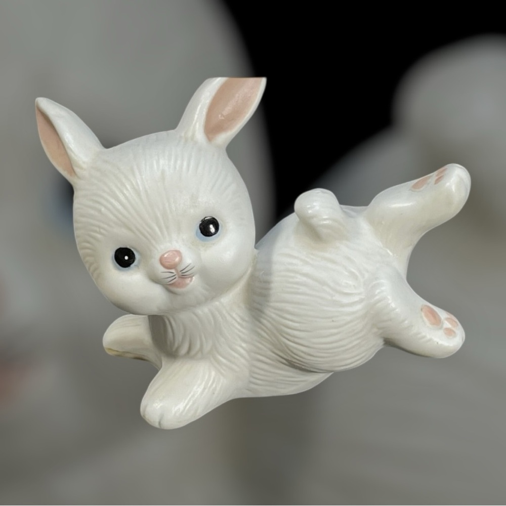 Set of 2🐰Vintage HOMCO #1454 Playful Bunny Rabbit Figurines Ceramic - Picture 3 of 13